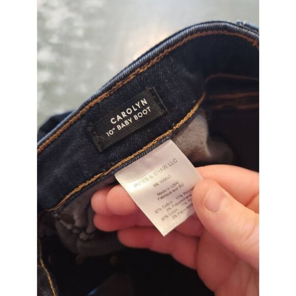 VERONICA BEARD Carolyn 10" Baby Boot dark slate striped waistband jeans sz 26 - Picture 6 of 6